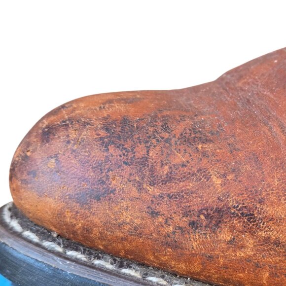 Vintage Brown Leather Cowboy Boots Mens 10.5 D Western Work Chore Rodeo - Picture 10 of 16